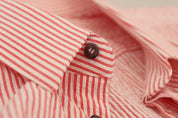 Dolce & Gabbana Red White Striped Cotton Short Sleeve Shirt