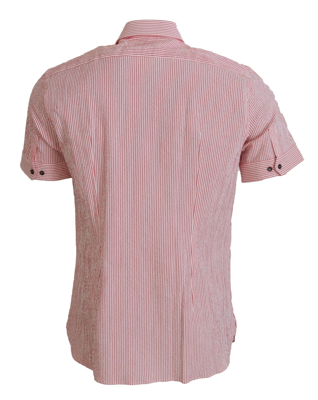 Dolce & Gabbana Red White Striped Cotton Short Sleeve Shirt