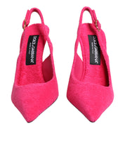 Dolce & Gabbana Pink Suede High Heels Slingback Shoes