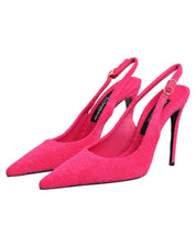 Dolce & Gabbana Pink Suede High Heels Slingback Shoes