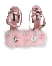 Dolce & Gabbana Pink Sequined Ankle Strap Sandals Shoes