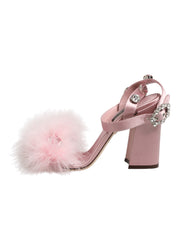 Dolce & Gabbana Pink Sequined Ankle Strap Sandals Shoes
