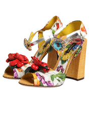 Dolce & Gabbana Multicolor Floral Crystal Embellished Sandals Shoes