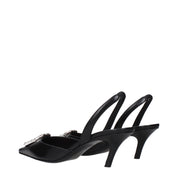 Amina Muaddi Black Leather High Heel Pumps