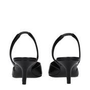 Amina Muaddi Black Leather High Heel Pumps