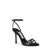 Jimmy Choo Black Calf Leather Bos Taurus Stiletto Heel Sandals