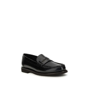 Brunello Cucinelli Black Leather Slip-On Loafers