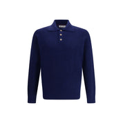 Brunello Cucinelli Blue Cashmere Polo Shirt