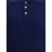 Brunello Cucinelli Blue Cashmere Polo Shirt