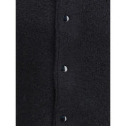 Laneus Black Merino Wool Bomber