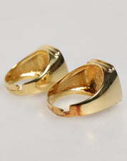 Dolce & Gabbana Gold-Tone Real Brass Black Enamel "DG" Adjustable Rings