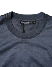 Dolce & Gabbana Blue Silk Crew Neck Short Sleeves Men T-shirt