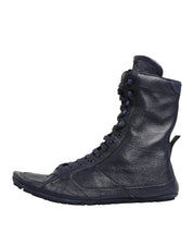 Dolce & Gabbana Dark Blue Deer Leather Mid Calf Boots Shoes