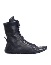 Dolce & Gabbana Dark Blue Deer Leather Mid Calf Boots Shoes