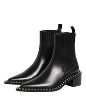 Dolce & Gabbana Black Studded Chelsea Short Ankle Boots Shoes