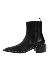 Dolce & Gabbana Black Studded Chelsea Short Ankle Boots Shoes