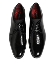 Dolce & Gabbana Black Calfskin Leather Derby Dress Shoes