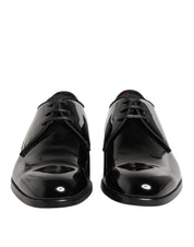 Dolce & Gabbana Black Calfskin Leather Derby Dress Shoes