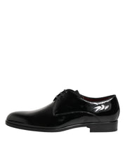 Dolce & Gabbana Black Calfskin Leather Derby Dress Shoes