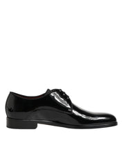 Dolce & Gabbana Black Calfskin Leather Derby Dress Shoes