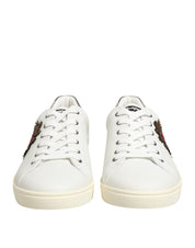 Dolce & Gabbana White Leather Heart Embellished Sneakers Shoes