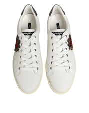 Dolce & Gabbana White Leather Heart Embellished Sneakers Shoes