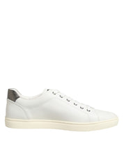 Dolce & Gabbana White Leather Heart Embellished Sneakers Shoes
