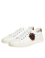 Dolce & Gabbana White Heart Embellished Sneakers Shoes