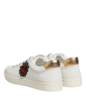 Dolce & Gabbana White Heart Embellished Sneakers Shoes