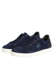 Dolce & Gabbana Blue Leather Suede Low Top Sneakers Shoes