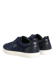 Dolce & Gabbana Blue Leather Suede Low Top Sneakers Shoes