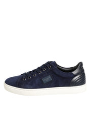 Dolce & Gabbana Blue Leather Suede Low Top Sneakers Shoes