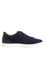 Dolce & Gabbana Blue Leather Suede Low Top Sneakers Shoes