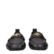 Versace Black Leather Slip-On Loafers