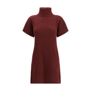Brunello Cucinelli Bordeaux Fleece Wool Casual Dress