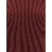 Brunello Cucinelli Bordeaux Fleece Wool Casual Dress