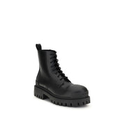 Balenciaga Black Calf Leather Bos Taurus Lace-Up Boots