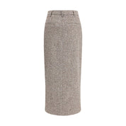 Brunello Cucinelli Brown Fleece Wool Long Skirt