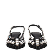 The Attico Black Leather Stiletto Heel Sandals