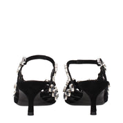 The Attico Black Leather Stiletto Heel Sandals