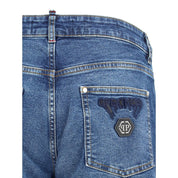Philipp Plein Blue Cotton Straight-Leg Jeans