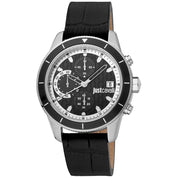 Just Cavalli Black Leather Sport Watch