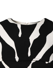 Dolce & Gabbana Black White Zebra Viscose Sheath Midi Dress