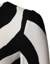 Dolce & Gabbana Black White Zebra Viscose Sheath Midi Dress