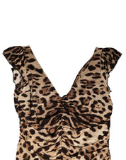Dolce & Gabbana Brown Leopard Sleeveless Sheath Midi Dress