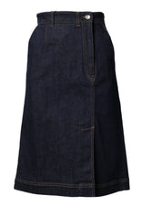 Dolce & Gabbana Dark Blue Cotton A-line Denim Midi Skirt