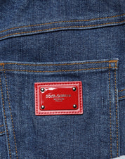 Dolce & Gabbana Blue Patchwork Layered Denim Midi Skirt