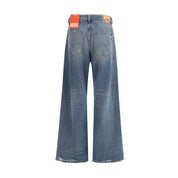 Diesel Blue Cotton Relaxed Fit Jeans