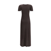 Ferragamo Brown Fleece Wool Long Dress