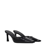 The Attico Black Leather Flat Sandals